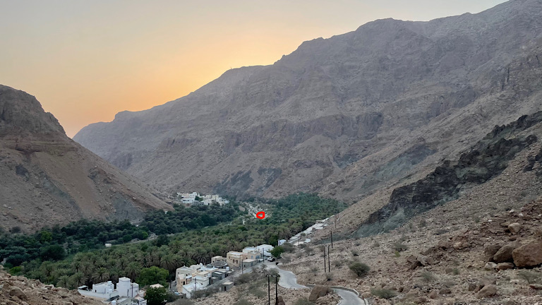 photograph of the bottom of the wadi around sunrise